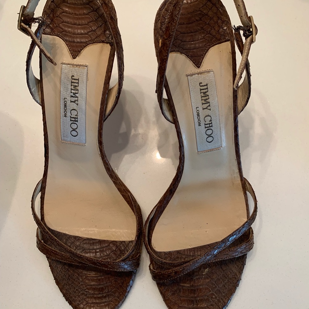 Preloved Jimmy Choo Size 38.5 Brown Snakeskin!